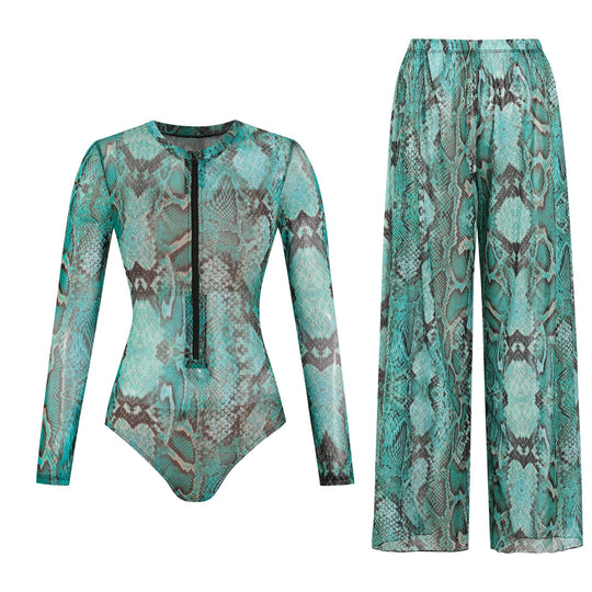 Damen weite Strandhose mit Schlangenmuster R&B