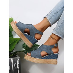 Damen Wedge-Sandalen mit offener Ferse und geschmackvollem Riemendesign R&B