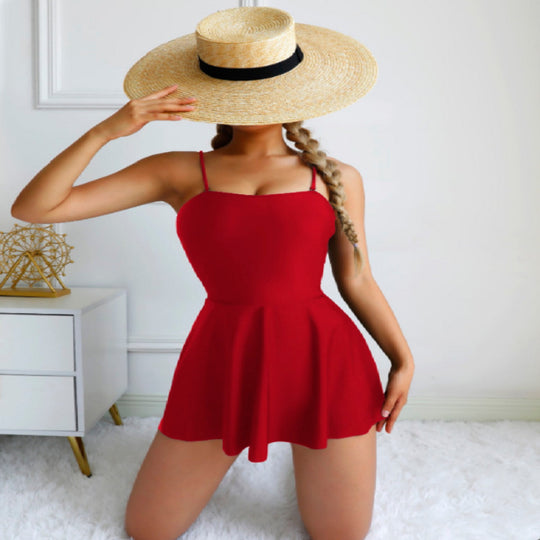 Damen Sommerlicher Badeanzug mit schwingendem Rock R&B