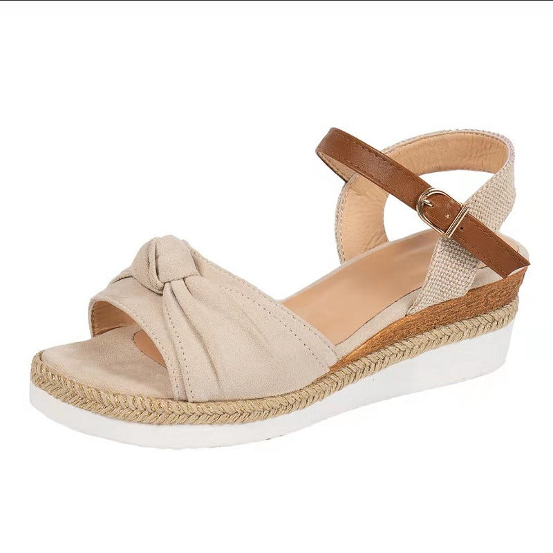 Damen Wedge-Sandaletten mit eleganter Schleifenapplikation und komfortablem Fußbett R&B