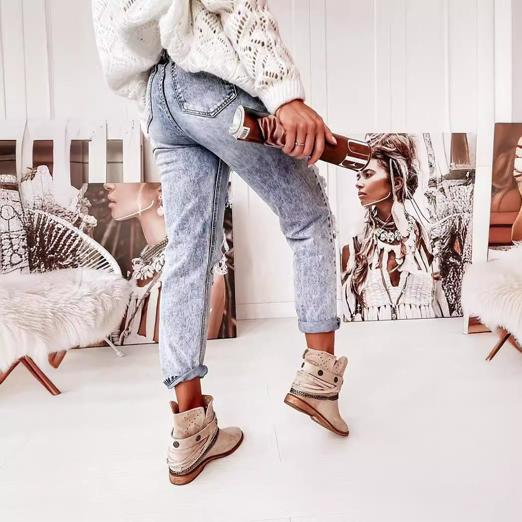 Damen Boyfriend-Jeans mit Destroyed-Details und hohem Komfortbund R&B