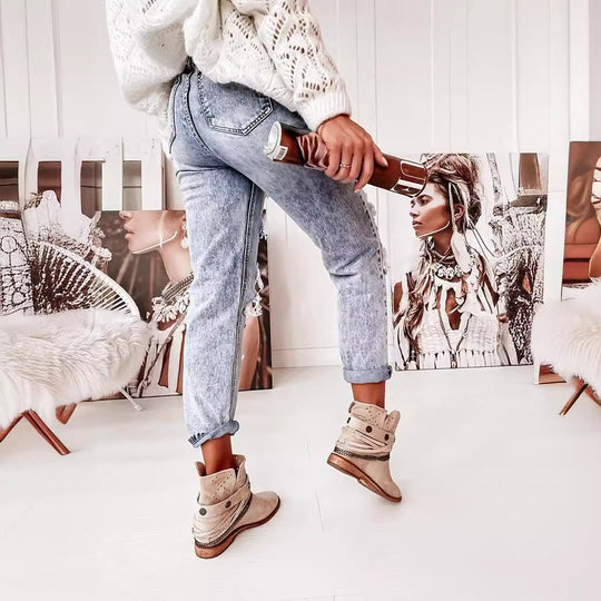Damen Boyfriend-Jeans mit Destroyed-Details und hohem Komfortbund R&B