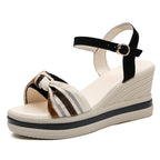 Damen Wedge-Sandaletten mit modischem Knotendesign und verstellbarem Riemen R&B
