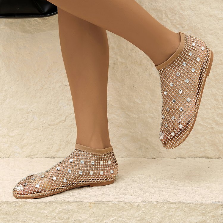 Damen Glitzernde Netz-Boots mit offener Zehenpartie und modischem Design R&B