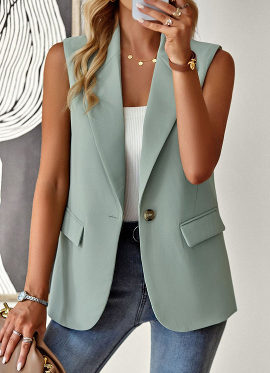 Damen ärmelloses Blazer-Oberteil mit taillierter Silhouette R&B