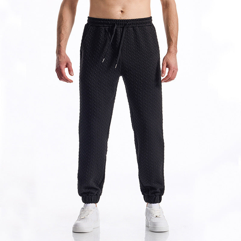 Herren bequeme Freizeithose mit elastischem Bund und Strukturmuster R&B