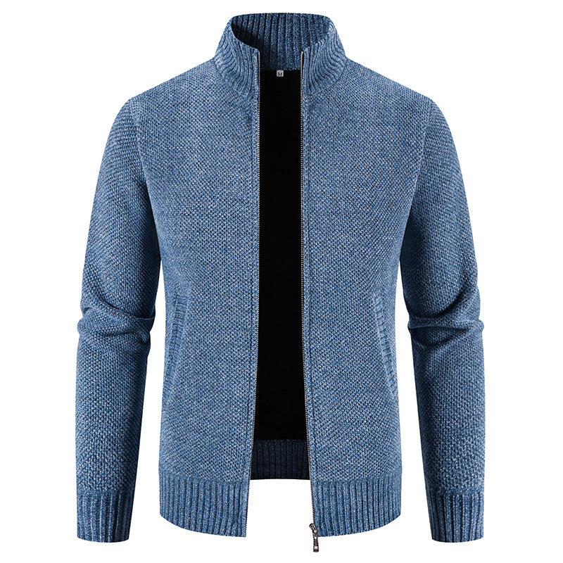 Herren modische Strickjacke mit hochgeschlossenem Kragen und Reißverschluss R&B