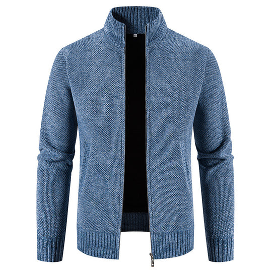 Herren modische Strickjacke mit hochgeschlossenem Kragen und Reißverschluss R&B