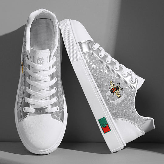 Damen Sneaker mit hochwertigem, verziertem Obermaterial und seitlichem Bienenmotiv R&B