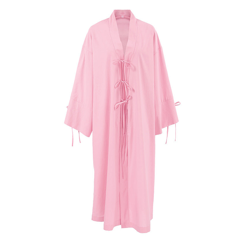 Damen Kimono-Style Morgenmantel mit verspieltem Rüschendetail R&B