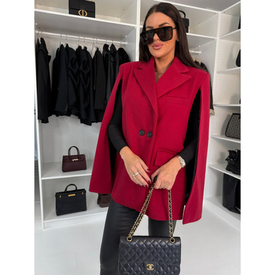 Damen zweireihiger Cape Blazer R&B