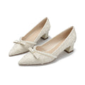 Damen elegante Pumps mit perlverziertem Riemen und komfortablem Blockabsatz