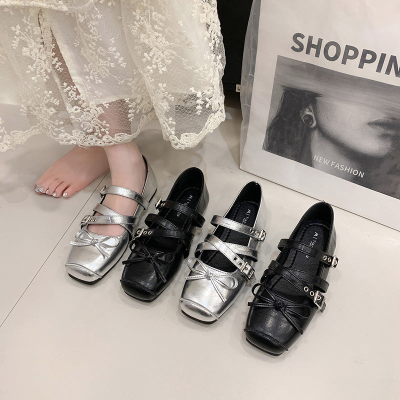 Damen Ballerinas mit verstellbarem Riemen und modischem Schleifendetail R&B