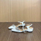 Damen Slingback Ballerinas mit floralem Design und eleganter Schnalle