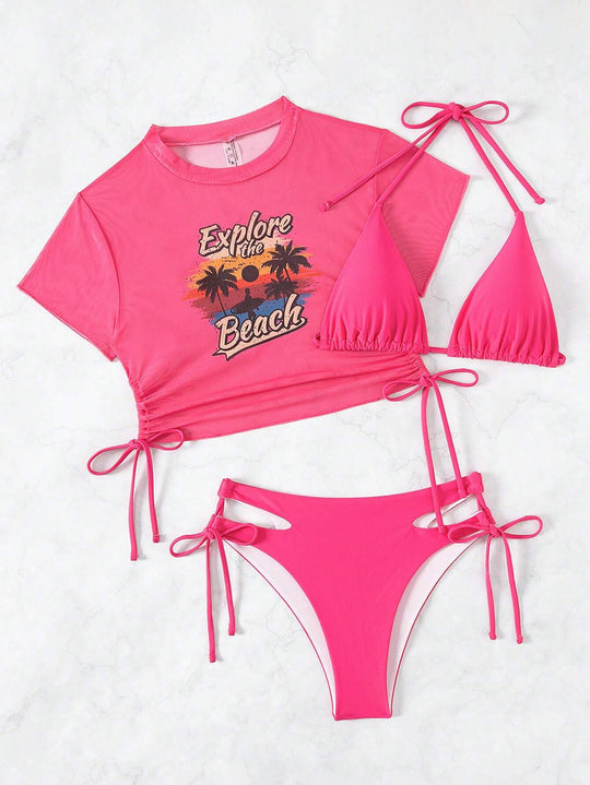 Damen Set mit Crop-Top und Triangel-Bikini R&B