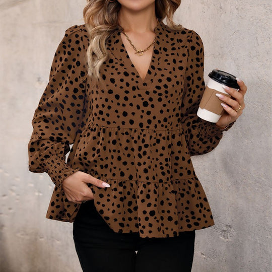 Damen Bluse mit voluminösen Puffärmeln und lässigem Volantdesign R&B