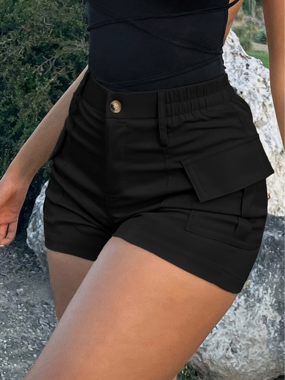 Damen Cargo-Shorts mit elastischem Bund und praktischen Seitentaschen R&B