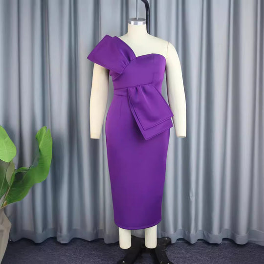 Damen Etuikleid mit asymmetrischem Design und voluminösem Schleifendetail R&B
