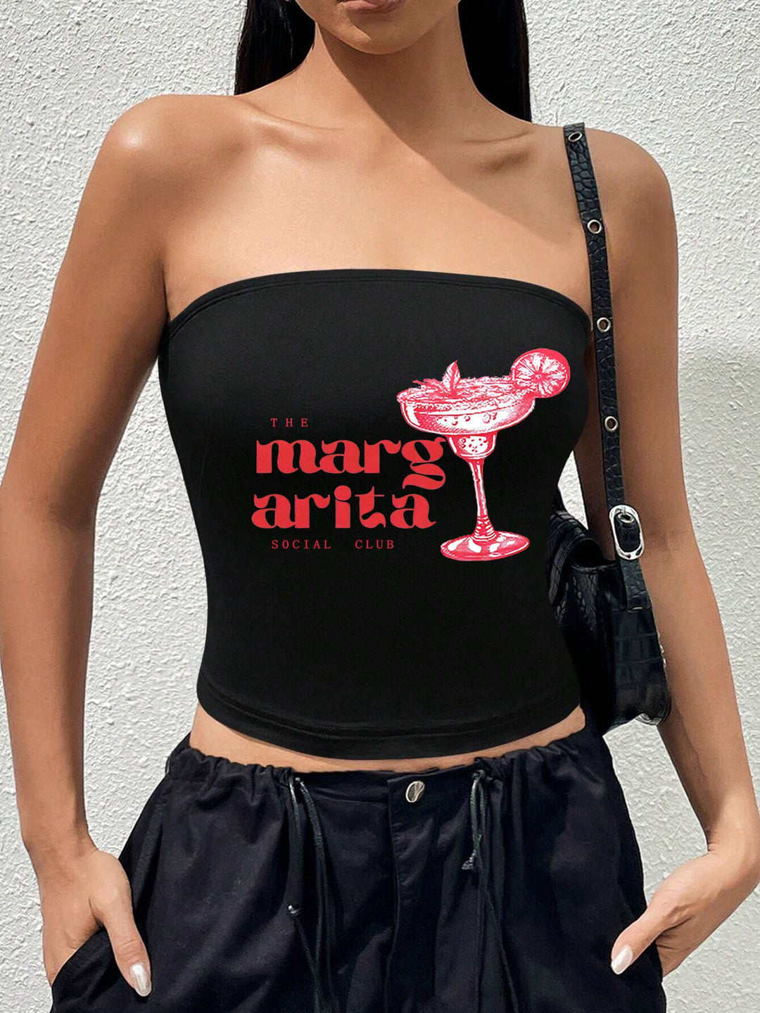 Damen Bandeau-Top mit auffälligem Statement-Aufdruck R&B