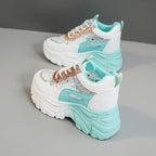 Damen Chunky Sneakers mit glitzernden Akzenten und atmungsaktiver Obermaterialstruktur R&B