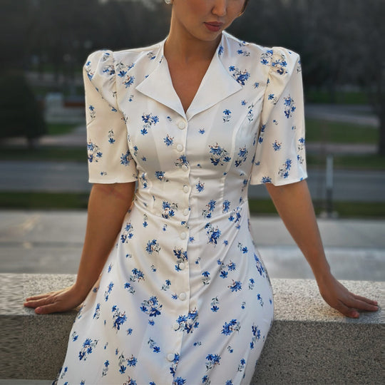 Damen Maxikleid mit puffärmeligem Schnitt R&B
