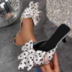 Damen Mules mit eleganter Schleifen-Applikation und modischem Punktedesign R&B