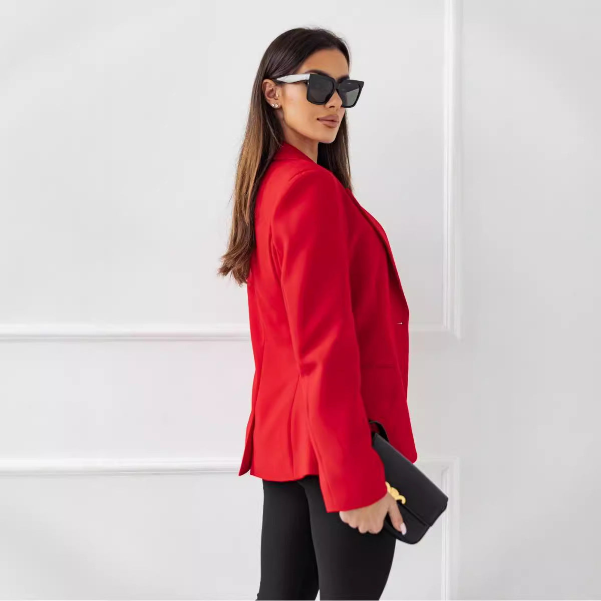 Damen eleganter Blazer mit praktischen Taschen und goldenen Knöpfen R&B