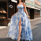 Damen Maxikleid mit schwingendem Rock und floralem Muster EB