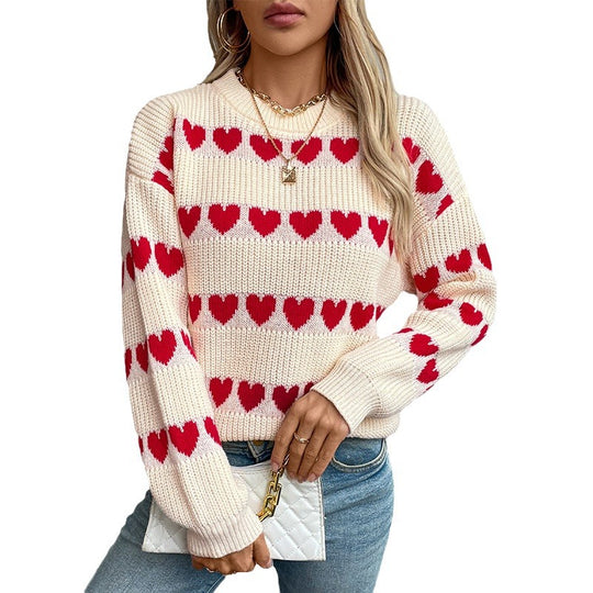 Damen kuscheliger Pullover mit Herzchenmuster R&B