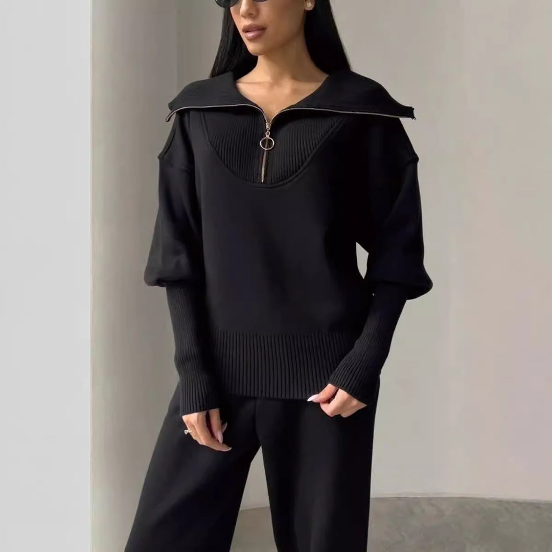 Damen Bequemes Loungewear-Set mit Hoodie und elastischem Bund R&B