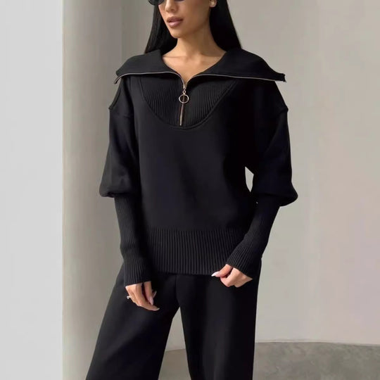 Damen Bequemes Loungewear-Set mit Hoodie und elastischem Bund R&B