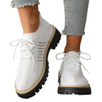 Damen Bequeme Sneaker mit atmungsaktivem Strickdesign und robustem Profil