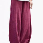 Damen weite Leinenhose mit elastischem Bund und praktischen Taschen R&B
