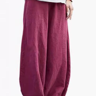 Damen weite Leinenhose mit elastischem Bund und praktischen Taschen R&B