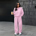 Damen lässiges Sweat-outfit mit lockerer Passform und Polokragen R&B