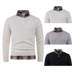Herren Pullover mit integriertem Hemdkragen und Knopfdetails R&B