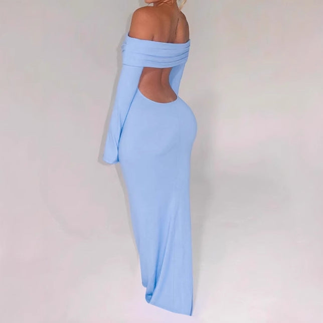 Damen Off-Shoulder Maxikleid mit kreativen Cut-Out-Details und figurbetontem Design R&B