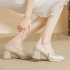 Damen Modische Mary-Jane High Heels mit eleganter Perlen-Details R&B