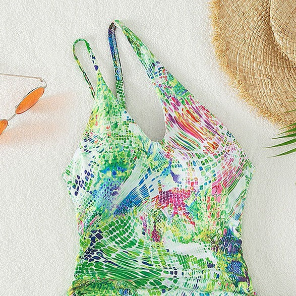 Damen Einteiliger Badeanzug mit kreativem Schnitt und verspieltem Wickeldetail R&B