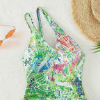 Damen Einteiliger Badeanzug mit kreativem Schnitt und verspieltem Wickeldetail