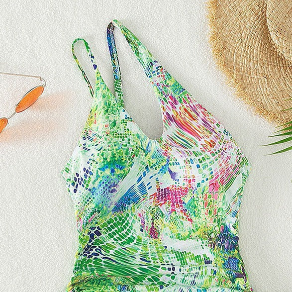 Damen Einteiliger Badeanzug mit kreativem Schnitt und verspieltem Wickeldetail