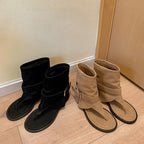 Damen modische Zehentrenner-Stiefeletten mit breitem Riemen und elegantem Schnallenverschluss R&B