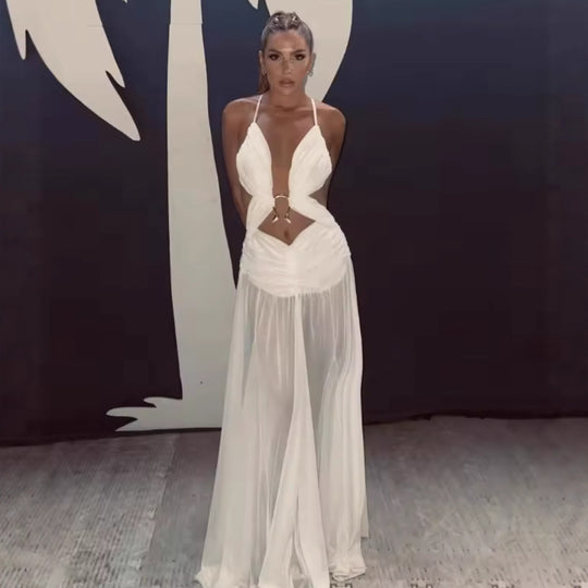 Damen Maxikleid mit verspieltem Rüschendesign und elegantem Rückenausschnitt R&B