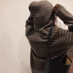 Damen Gemütlicher Kapuzenpullover mit Streifenmuster R&B