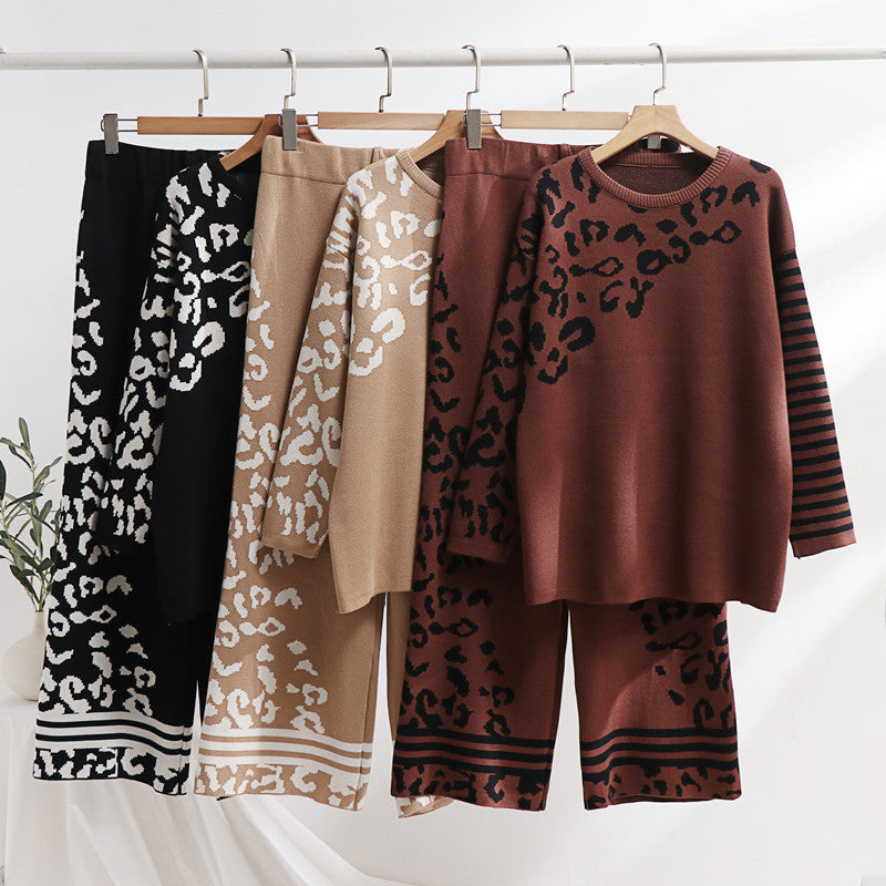 Damen modisches Lounge-Set mit Tiermuster und breiten Streifen R&B