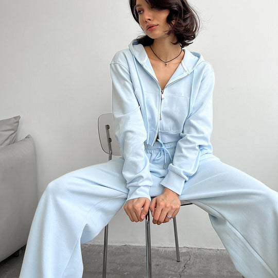 Damen cropped Hoodie und bequeme Jogginghose mit hohem Bund R&B