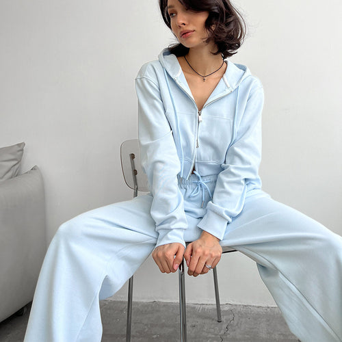 Damen cropped Hoodie und bequeme Jogginghose mit hohem Bund R&B