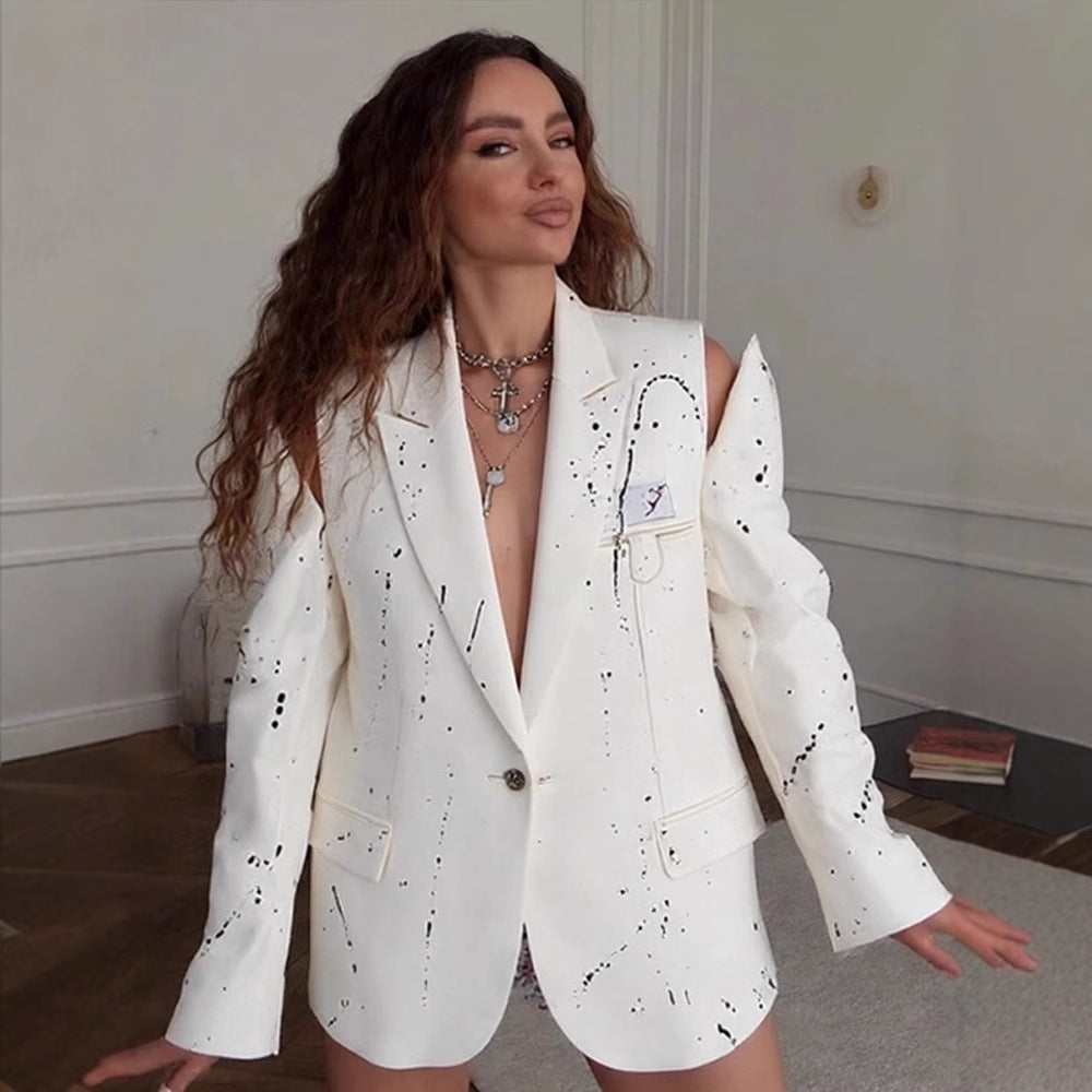Damen Übergrößen Blazer mit kreativen Designelementen R&B