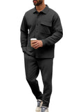 Herren nan Hemdenjacke-Set mit aufgesetzter Klappentasche und konischer Komforthose R&B