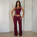 Damen Modischer Jumpsuit mit dekorativem Halterkragen und Gürteldetails R&B